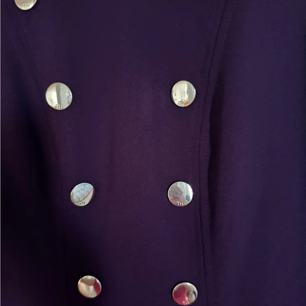 đź‘—Tommy Hilfiger Women's White Collar Fit and Flare .Purple Sleeveless Dress . - Picture 6 of 8